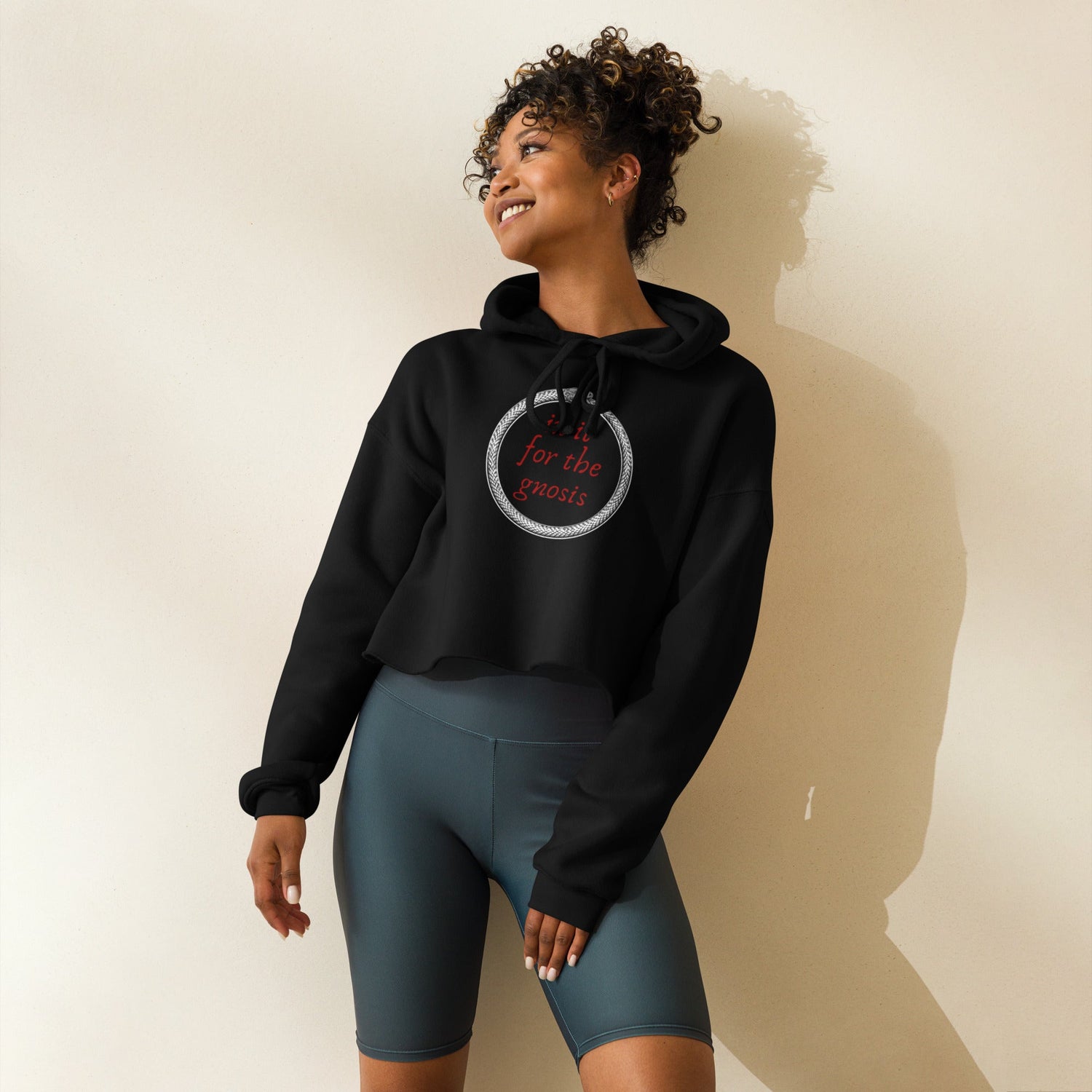 In It For the Gnosis - Ouroboros Crop Hoodie - Crimson Bright Apothecary